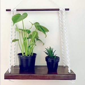 Macramé hanging wall shelf